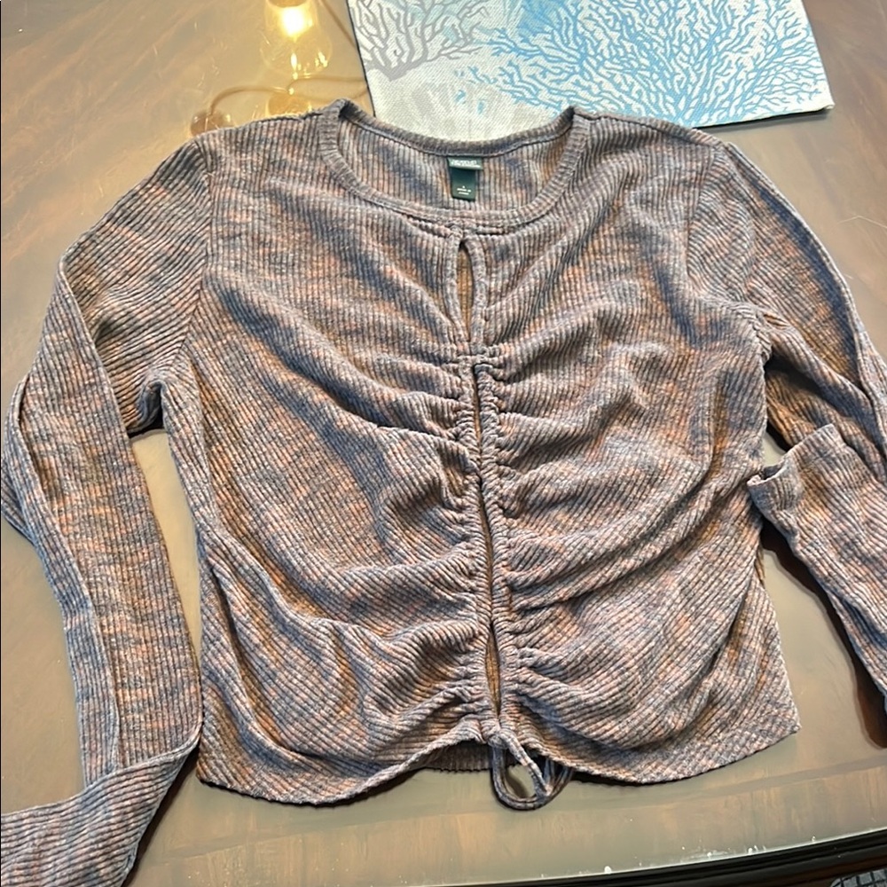 Women's Ribbed Long Sleeve Top - Gray